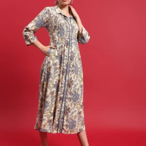 Women Liva (Rayon) Multicolor Floral Print Dress