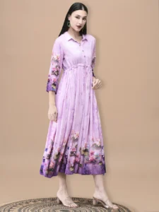Women Liva Lilac Floral Print Dress