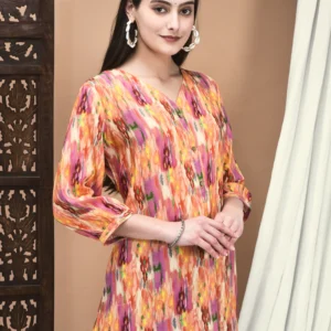 Women Liva Multicolor Abstract Print Tunic